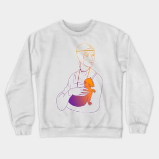 Line art Lady with an Ermine in Gradient Crewneck Sweatshirt